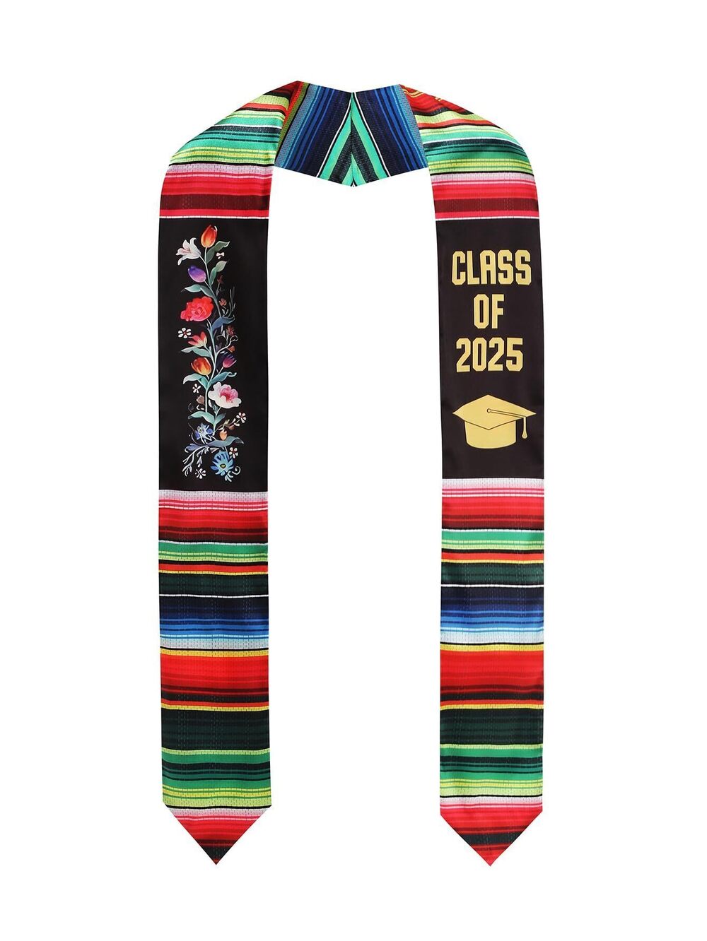 4265 Mexican Graduation Sash Vibrant Print Mexican Flag Stole for Grads